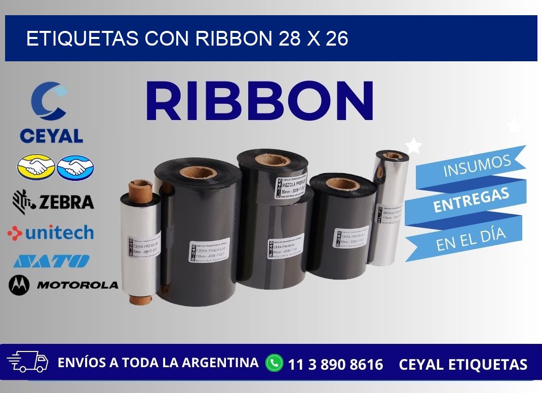 etiquetas con ribbon 28 x 26