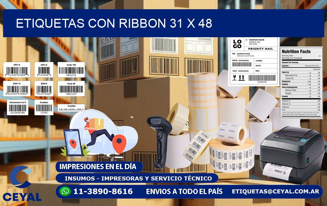 etiquetas con ribbon 31 x 48