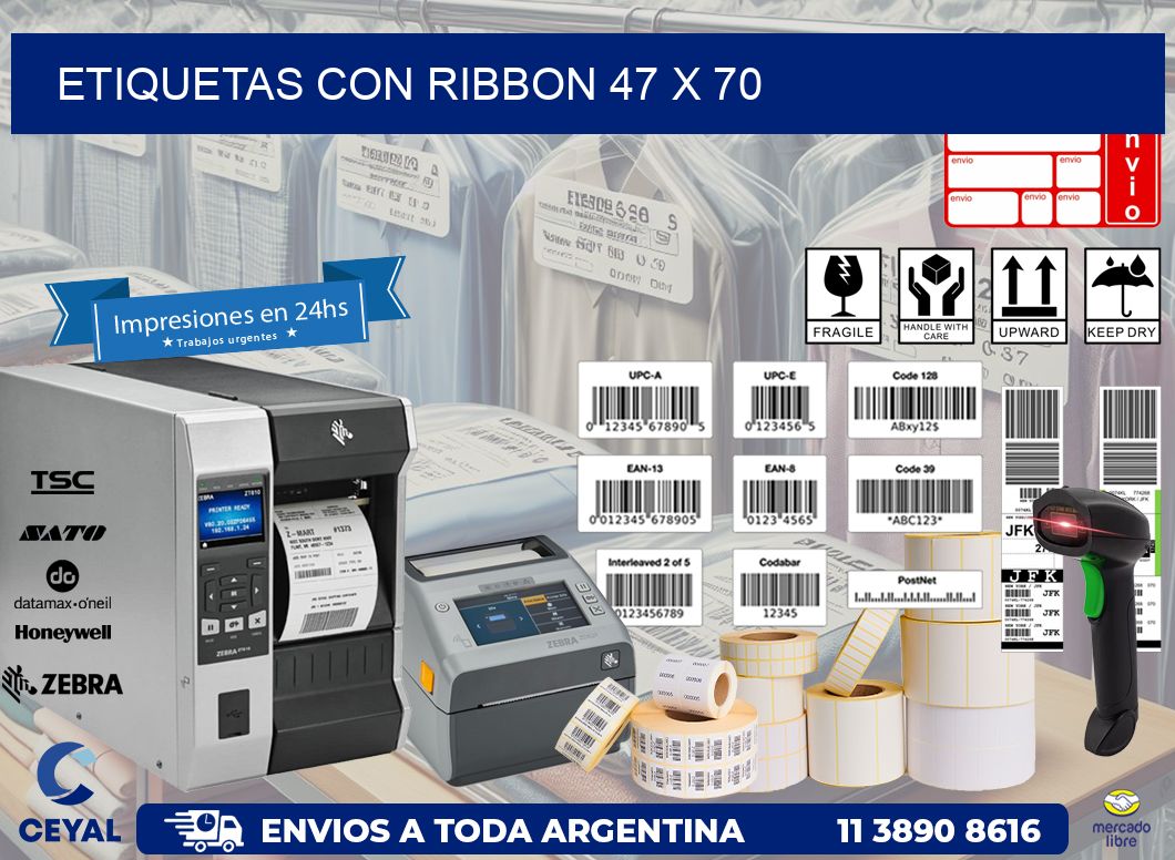 etiquetas con ribbon 47 x 70