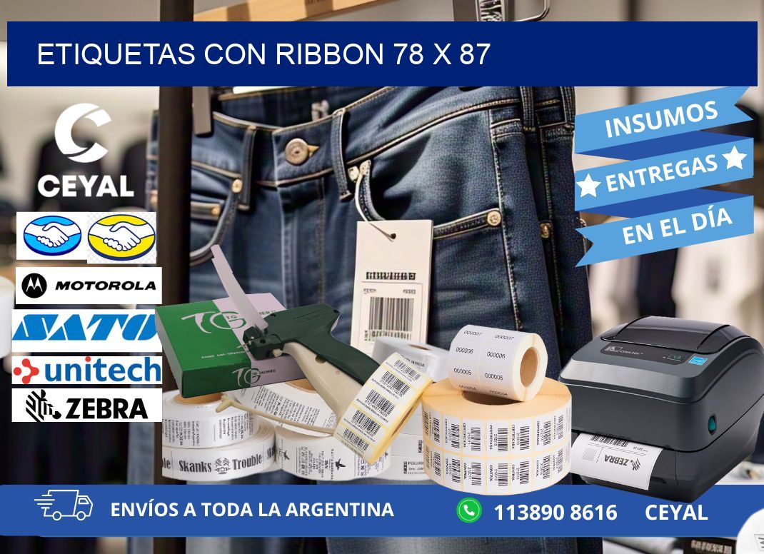 etiquetas con ribbon 78 x 87