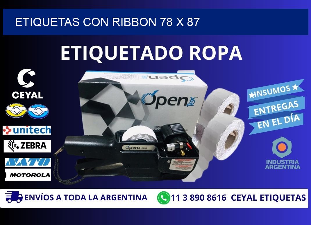 etiquetas con ribbon 78 x 87