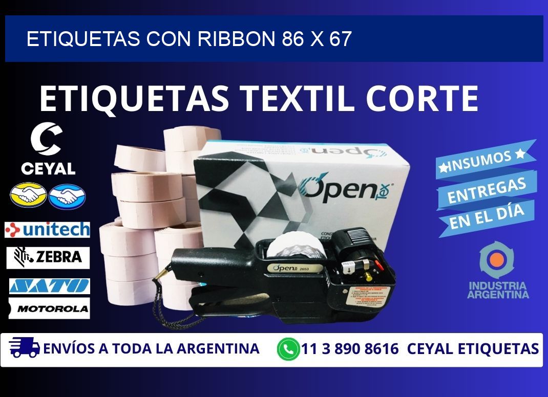 etiquetas con ribbon 86 x 67