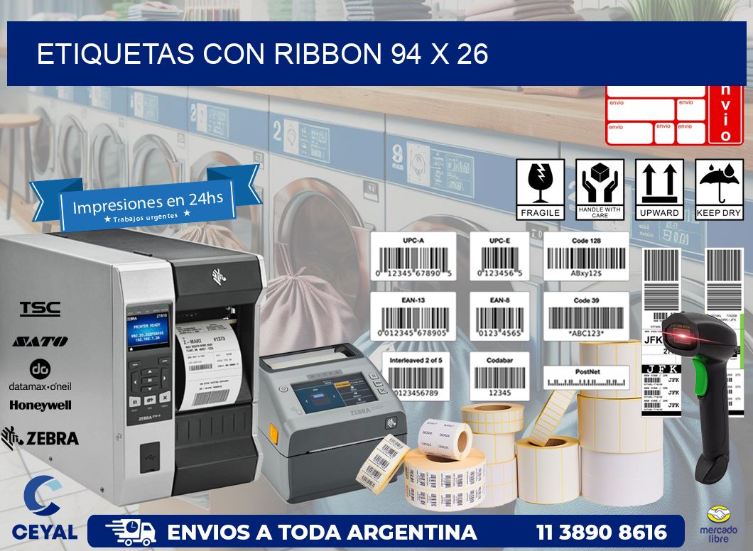 etiquetas con ribbon 94 x 26