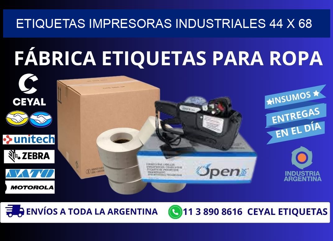 etiquetas impresoras industriales 44 x 68