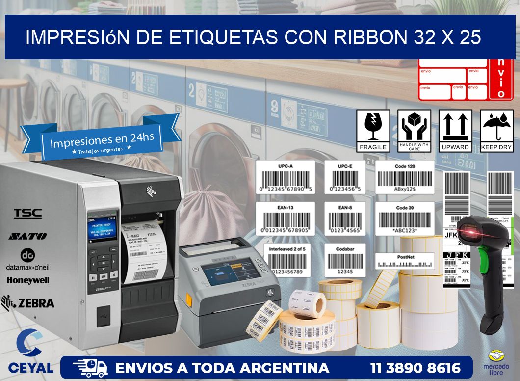 impresión de etiquetas con ribbon 32 x 25