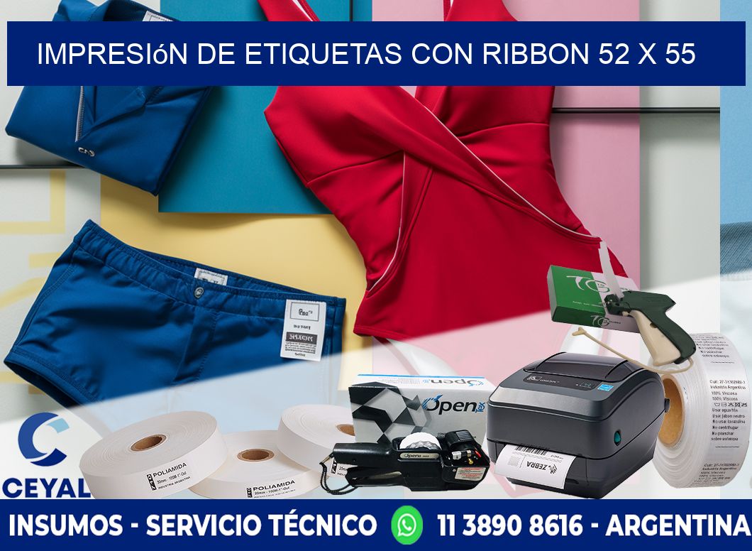 impresión de etiquetas con ribbon 52 x 55