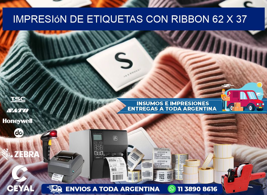 impresión de etiquetas con ribbon 62 x 37