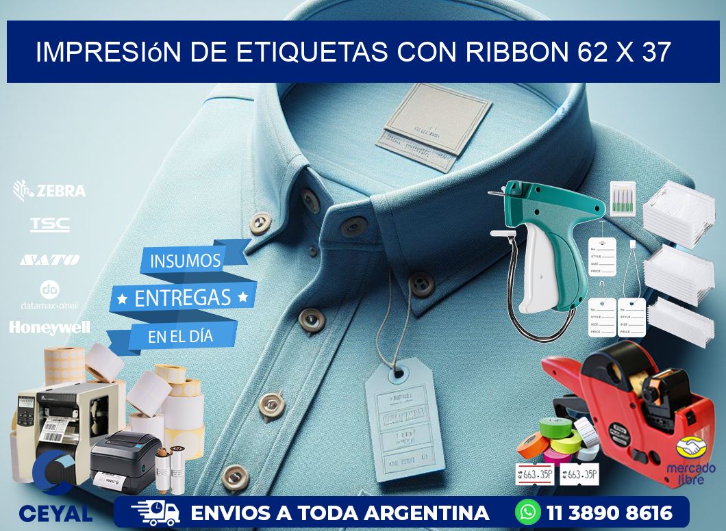impresión de etiquetas con ribbon 62 x 37