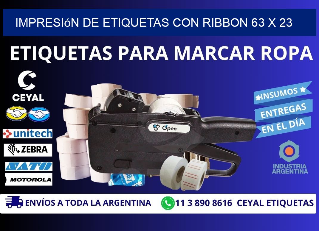 impresión de etiquetas con ribbon 63 x 23