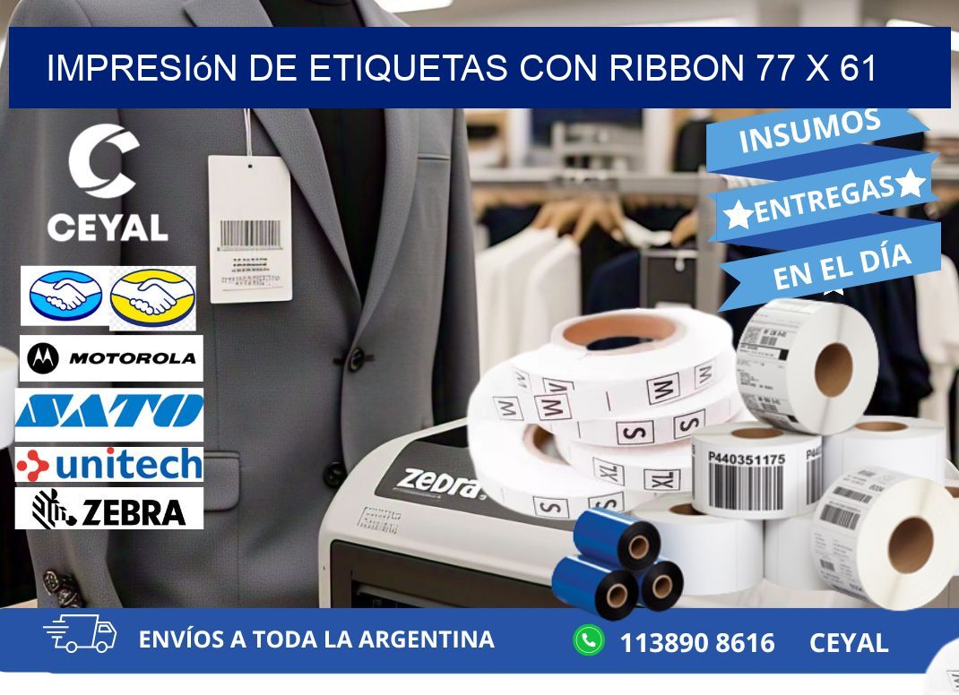 impresión de etiquetas con ribbon 77 x 61