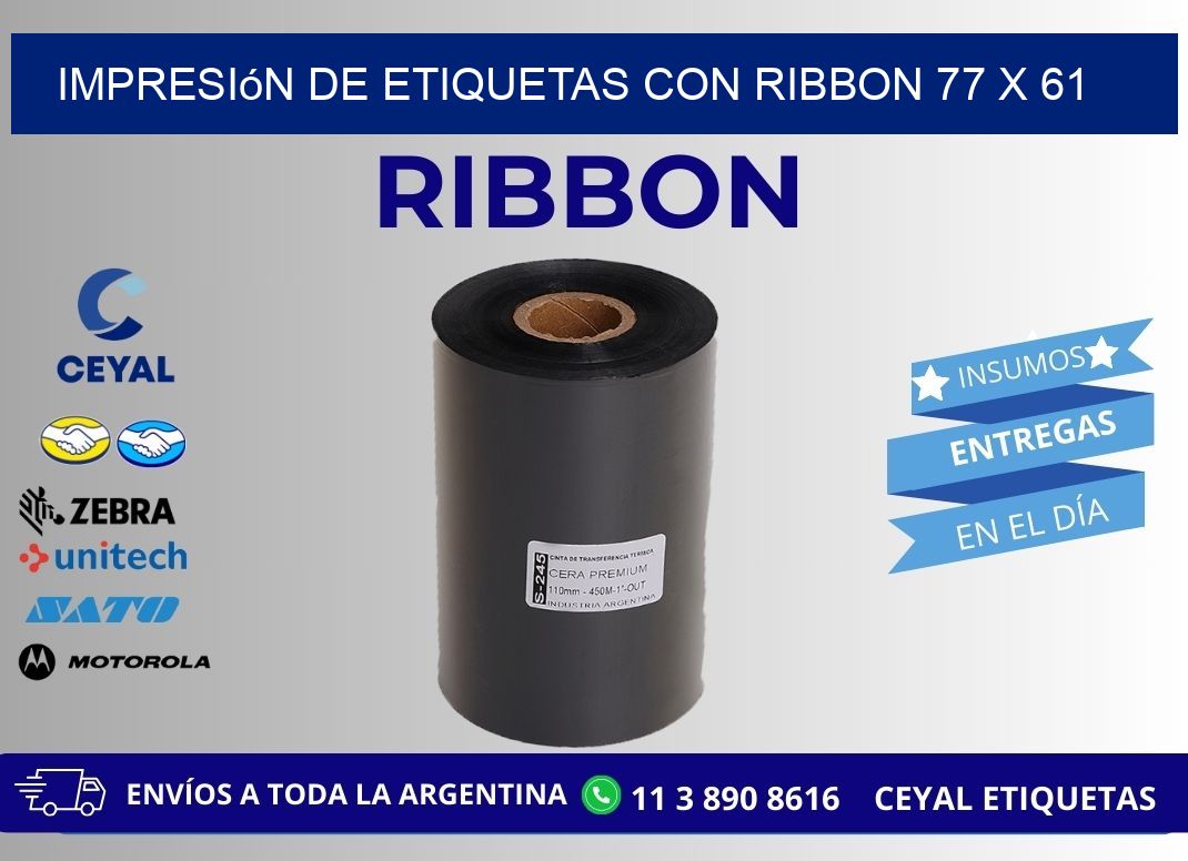 impresión de etiquetas con ribbon 77 x 61