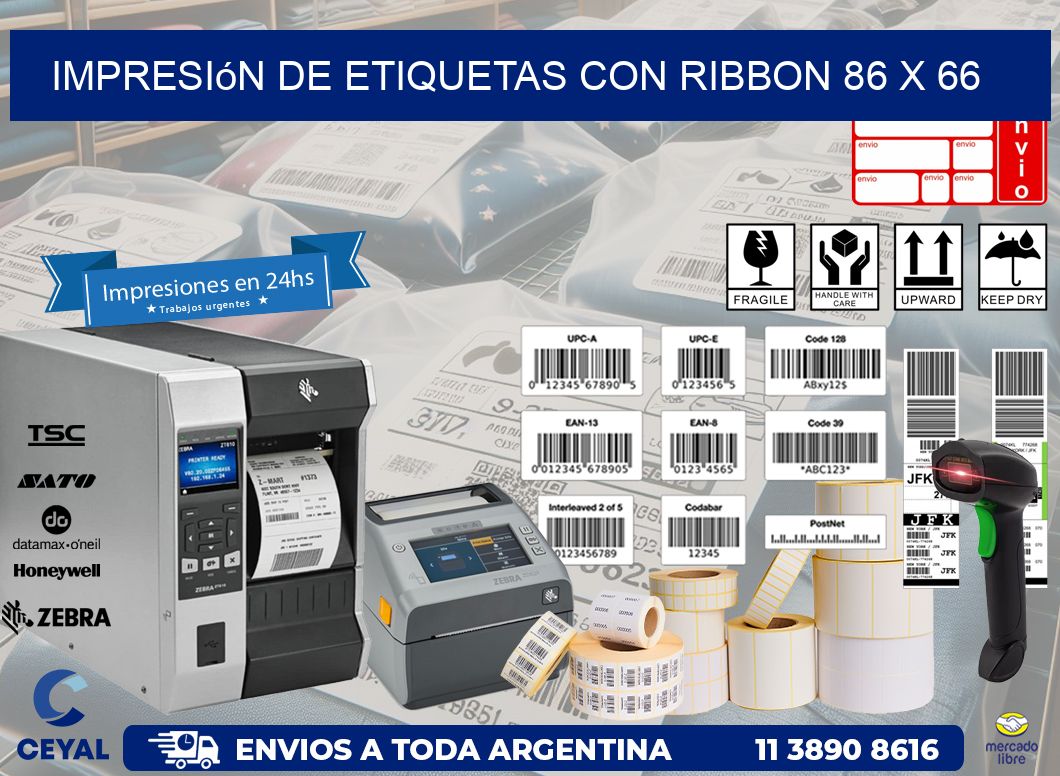 impresión de etiquetas con ribbon 86 x 66