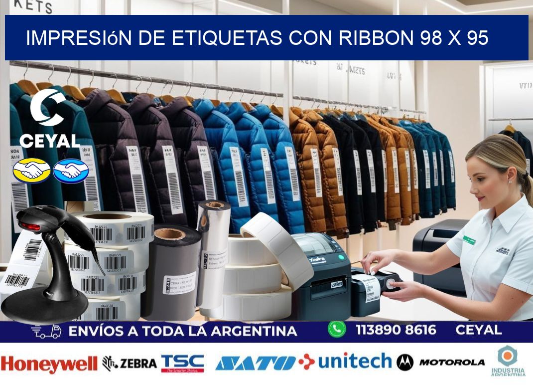 impresión de etiquetas con ribbon 98 x 95