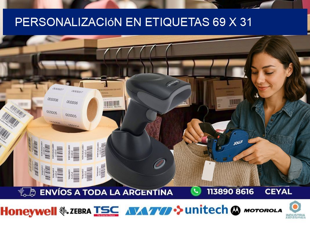 personalización en etiquetas 69 x 31