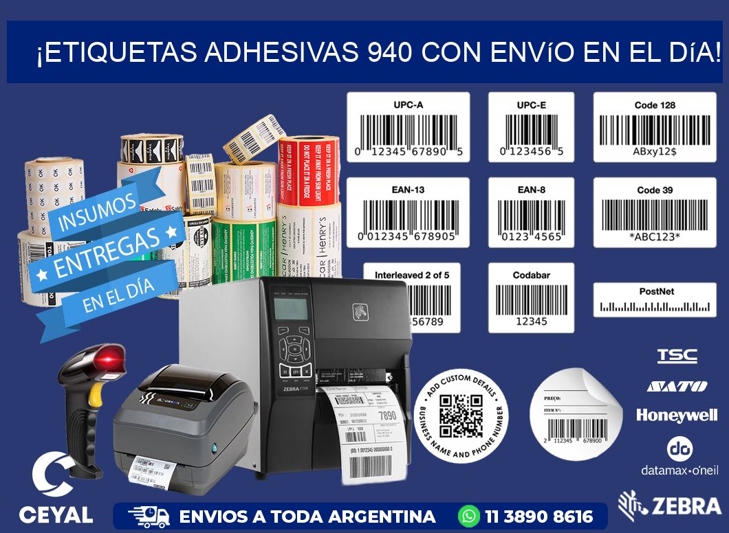 ¡Etiquetas Adhesivas 940 con Envío en el Día!