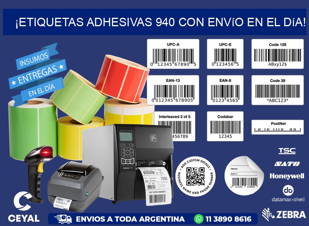 ¡Etiquetas Adhesivas 940 con Envío en el Día!