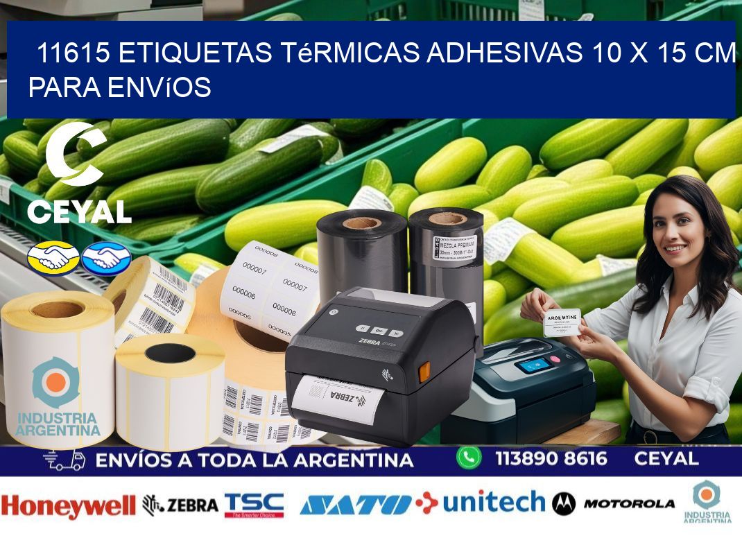 11615 Etiquetas Térmicas Adhesivas 10 x 15 cm para Envíos