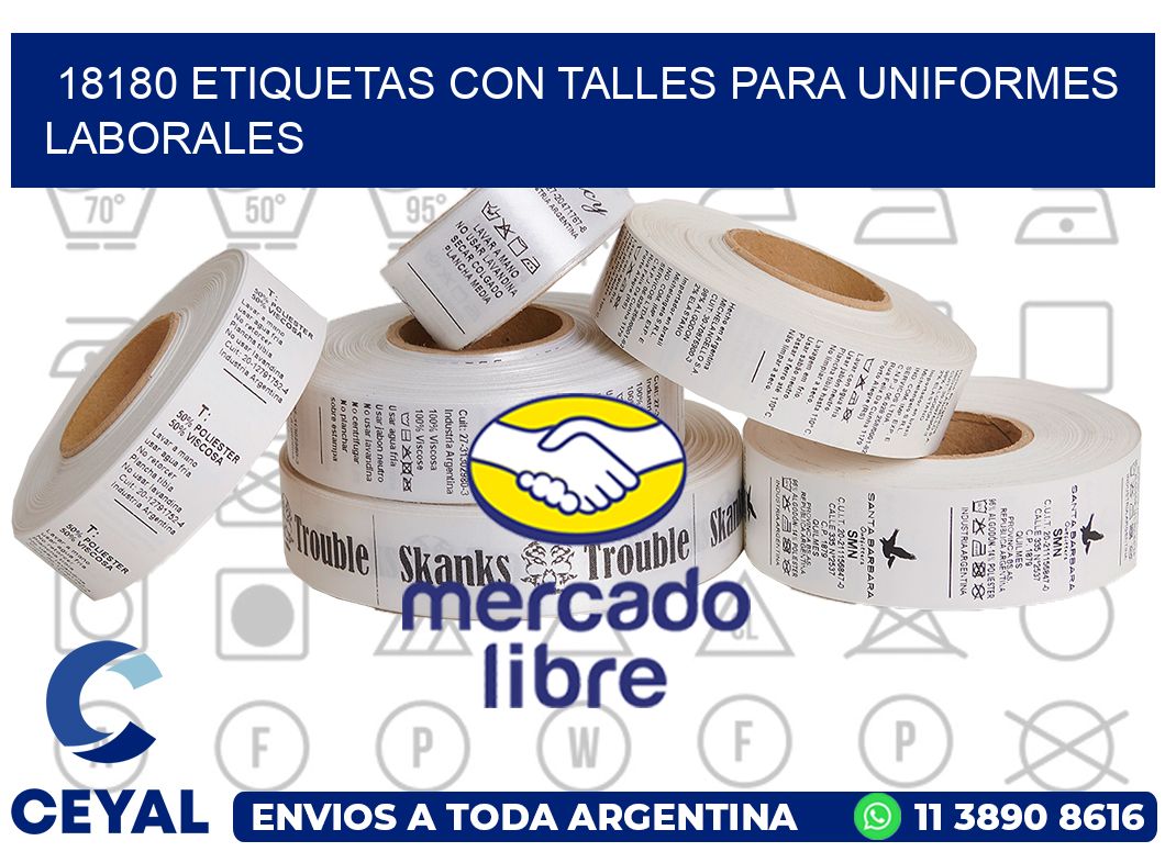 18180 etiquetas con talles para uniformes laborales