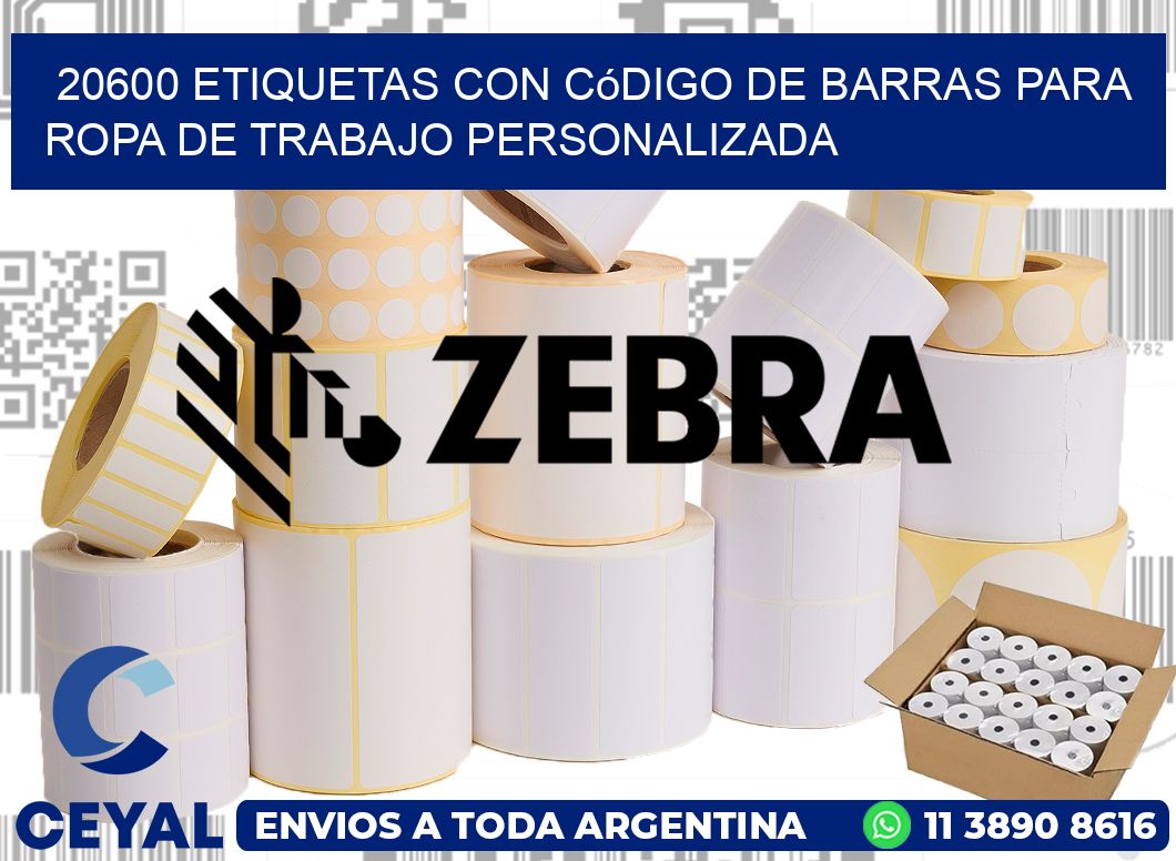20600 Etiquetas con código de barras para ropa de trabajo personalizada