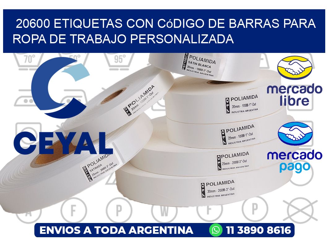 20600 Etiquetas con código de barras para ropa de trabajo personalizada