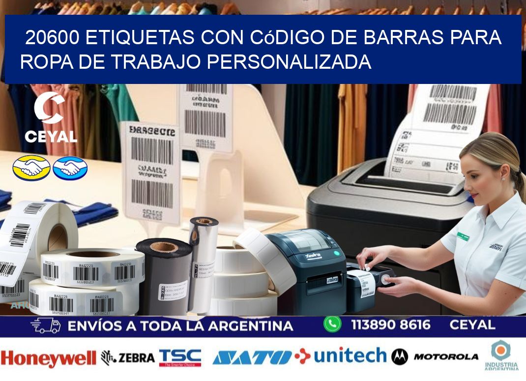 20600 Etiquetas con código de barras para ropa de trabajo personalizada