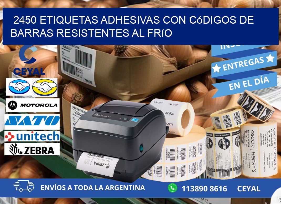 2450 Etiquetas adhesivas con códigos de barras resistentes al frío