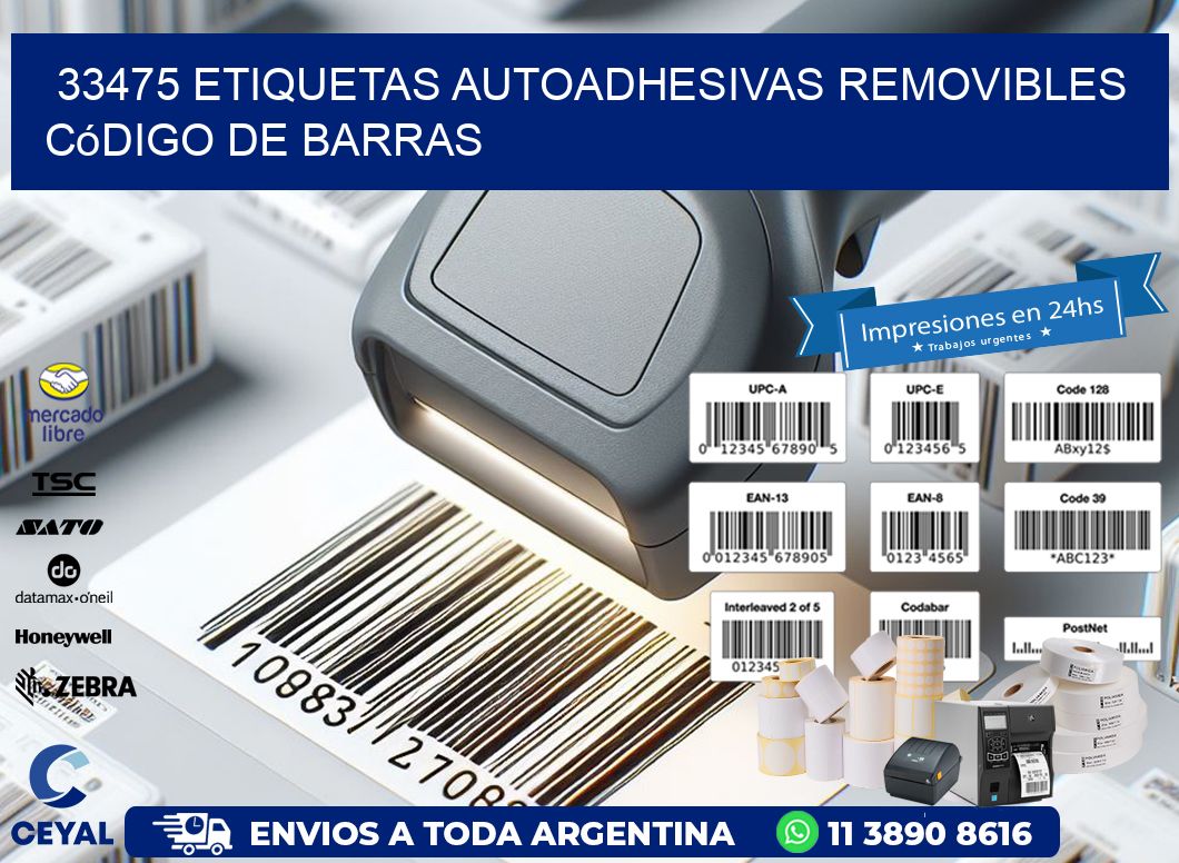 33475 etiquetas autoadhesivas removibles código de barras