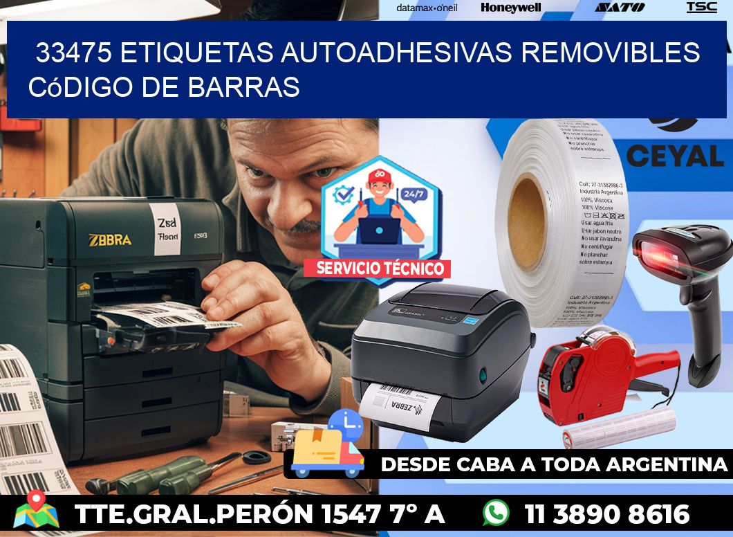 33475 etiquetas autoadhesivas removibles código de barras