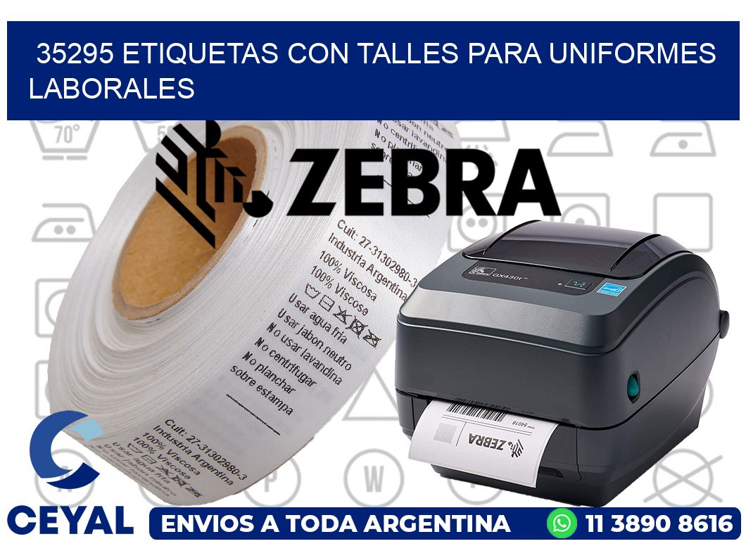 35295 etiquetas con talles para uniformes laborales