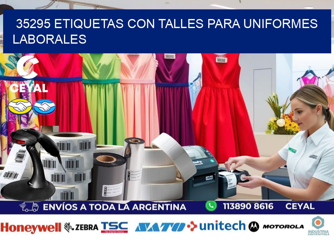 35295 etiquetas con talles para uniformes laborales