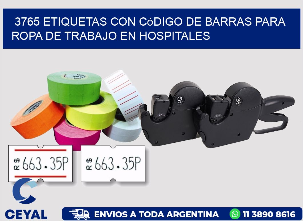 3765 Etiquetas con código de barras para ropa de trabajo en hospitales