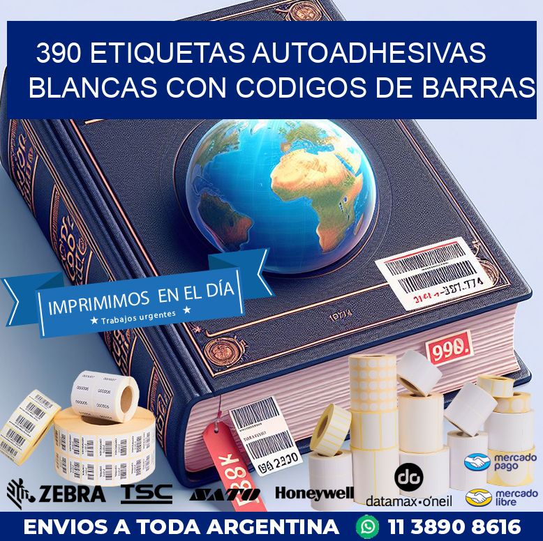 390 etiquetas autoadhesivas blancas con codigos de barras