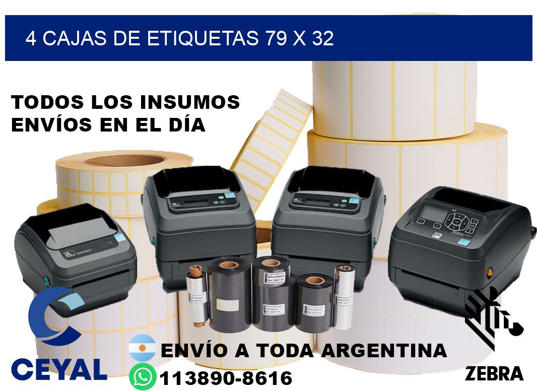 4 cajas de etiquetas 79 x 32