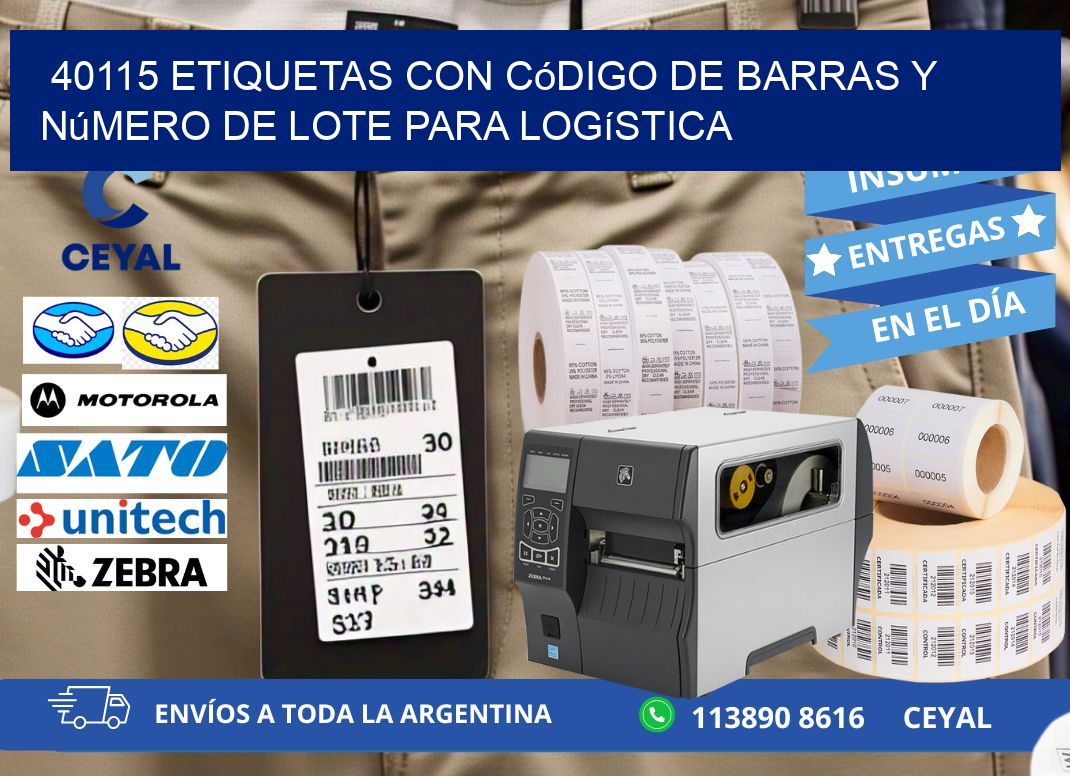 40115 etiquetas con código de barras y número de lote para logística