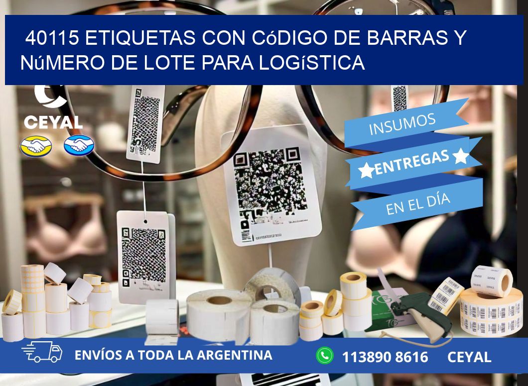 40115 etiquetas con código de barras y número de lote para logística