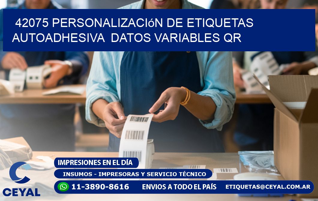 42075 Personalización de etiquetas autoadhesiva datos variables QR