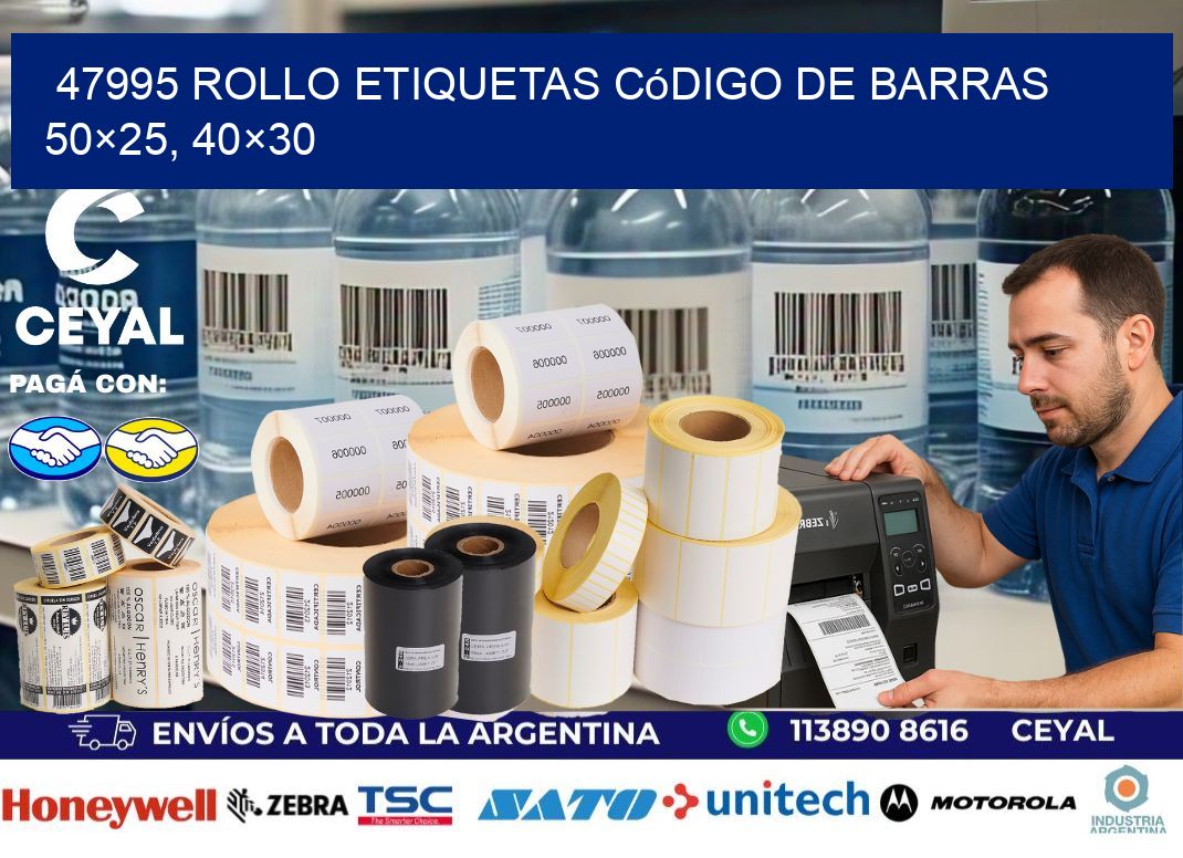 47995 rollo etiquetas código de barras 50×25, 40×30