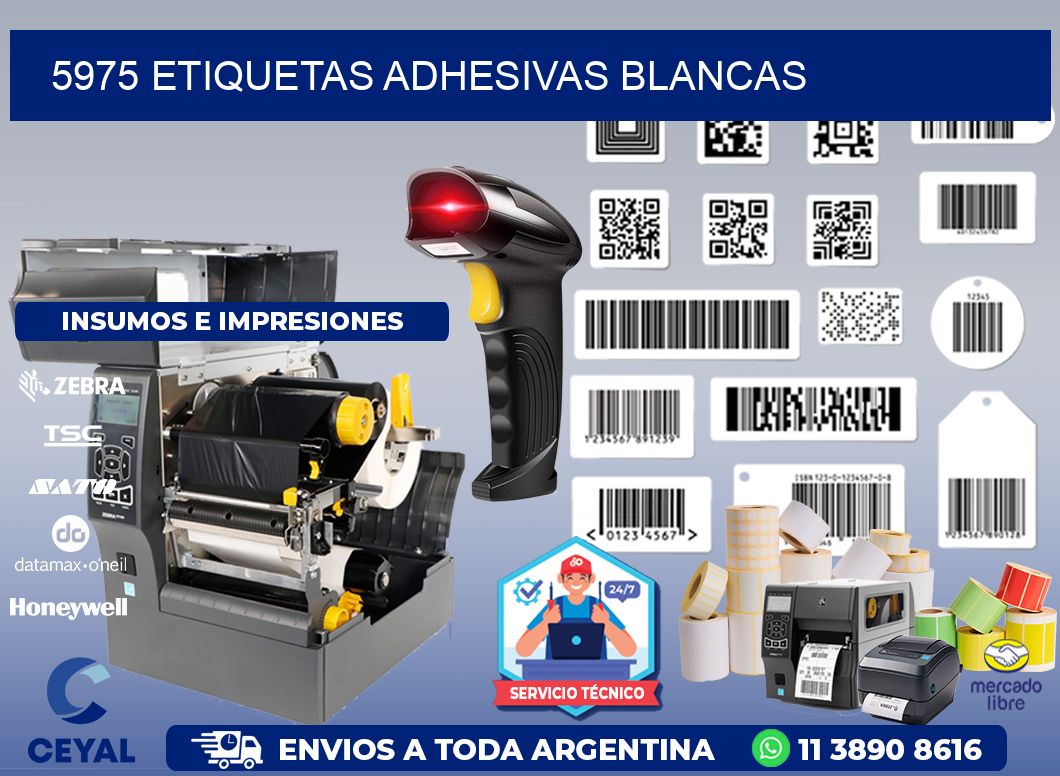 5975 etiquetas adhesivas blancas