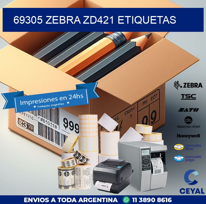 69305 Zebra ZD421 etiquetas