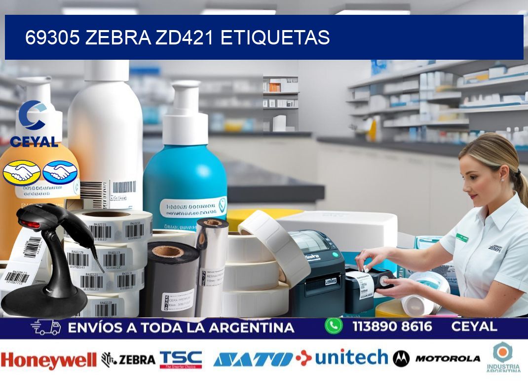 69305 Zebra ZD421 etiquetas