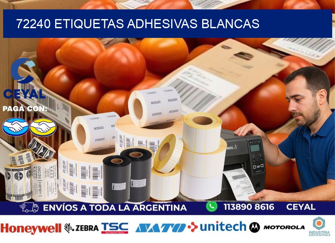72240 etiquetas adhesivas blancas