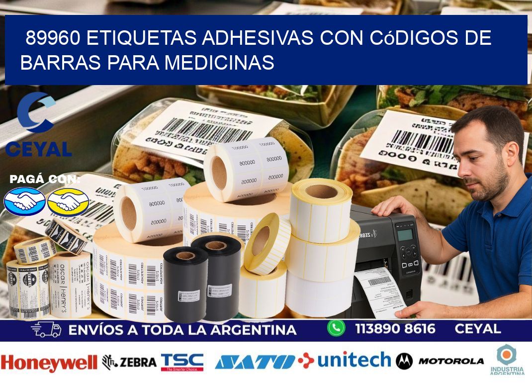 89960 etiquetas adhesivas con códigos de barras para medicinas