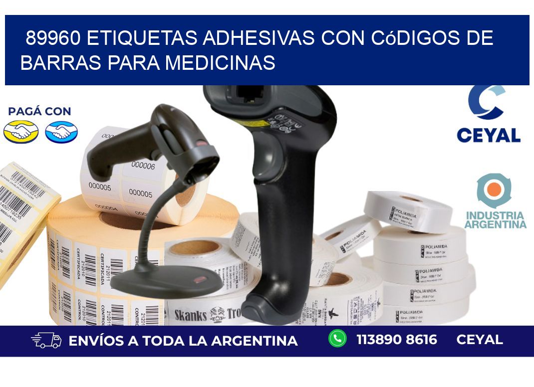 89960 etiquetas adhesivas con códigos de barras para medicinas