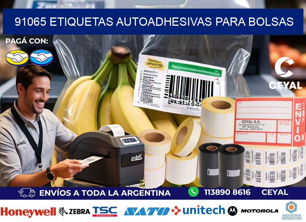 91065 etiquetas autoadhesivas para bolsas