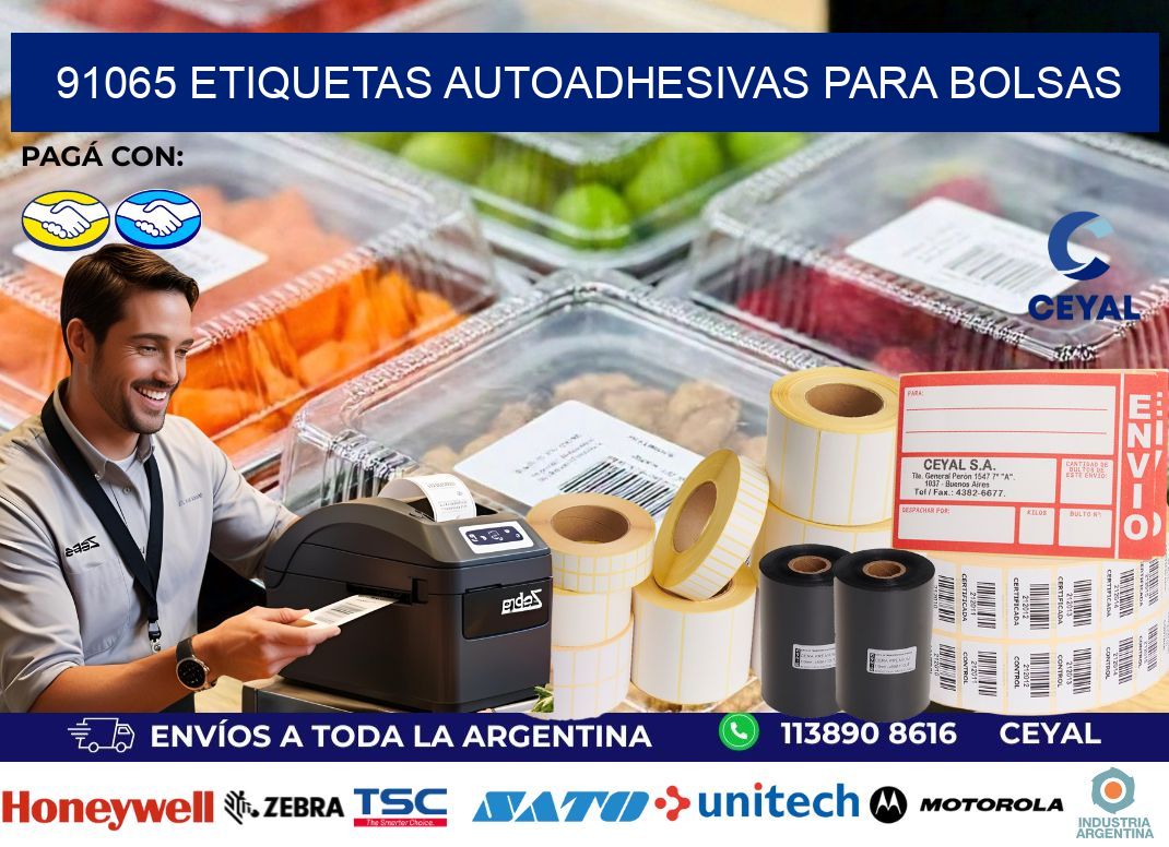 91065 etiquetas autoadhesivas para bolsas