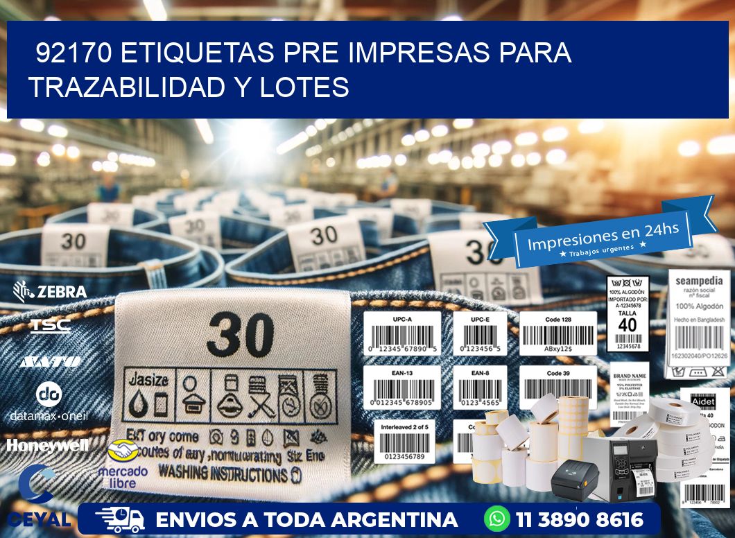 92170 etiquetas pre impresas para trazabilidad y lotes