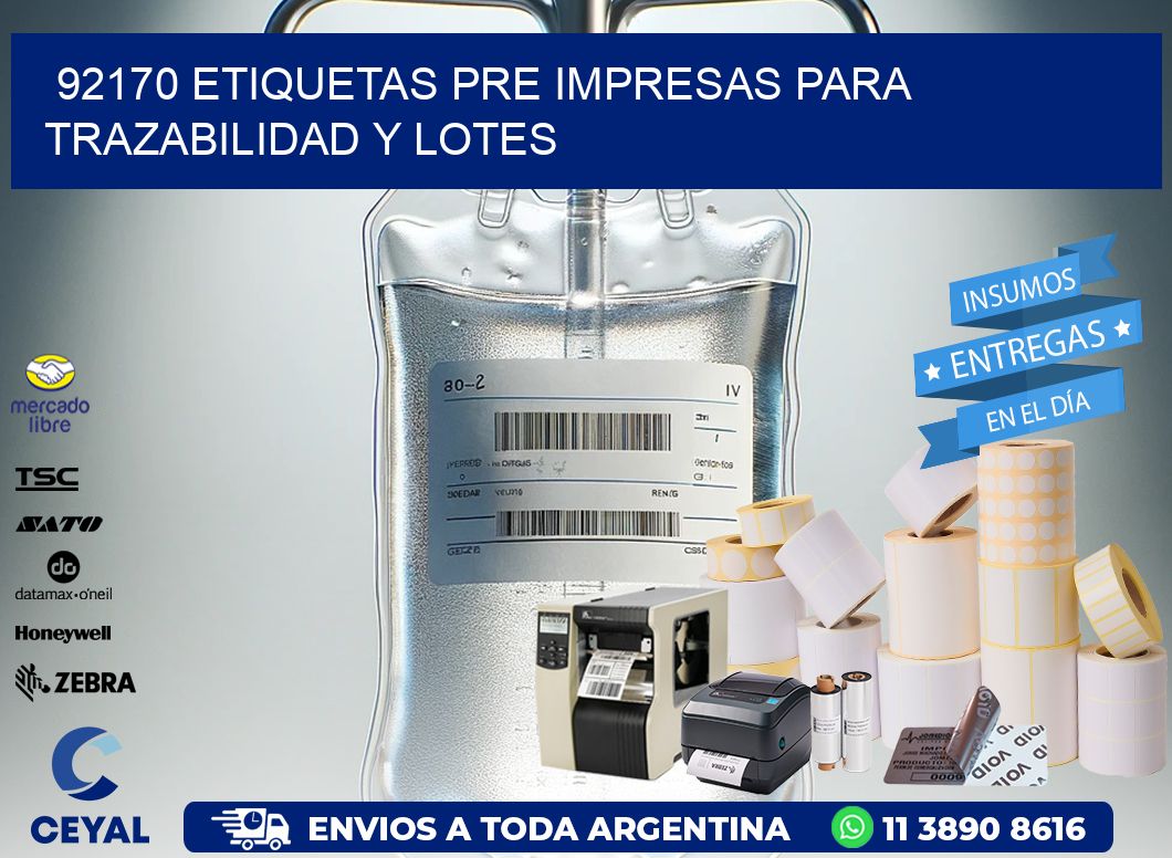 92170 etiquetas pre impresas para trazabilidad y lotes