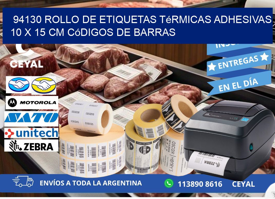 94130 Rollo de Etiquetas Térmicas Adhesivas 10 x 15 cm Códigos de Barras