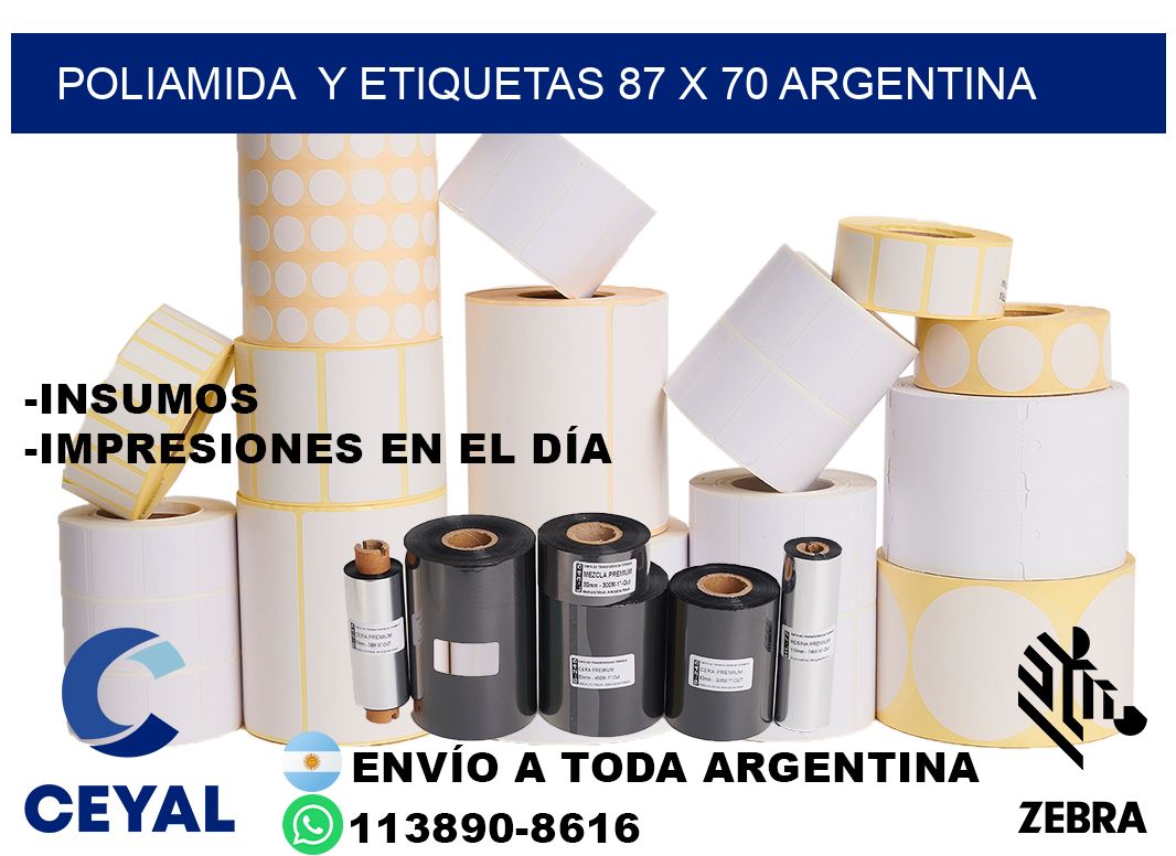 Poliamida y etiquetas 87 x 70 argentina