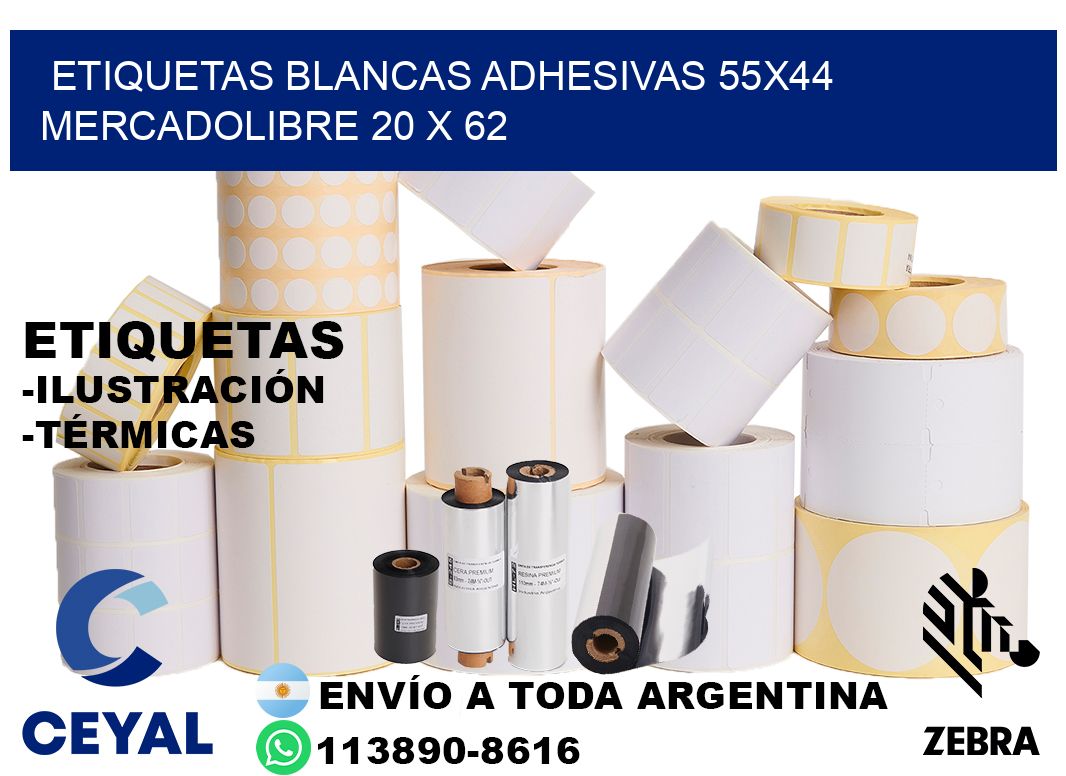 etiquetas blancas adhesivas 55x44 mercadolibre 20 x 62